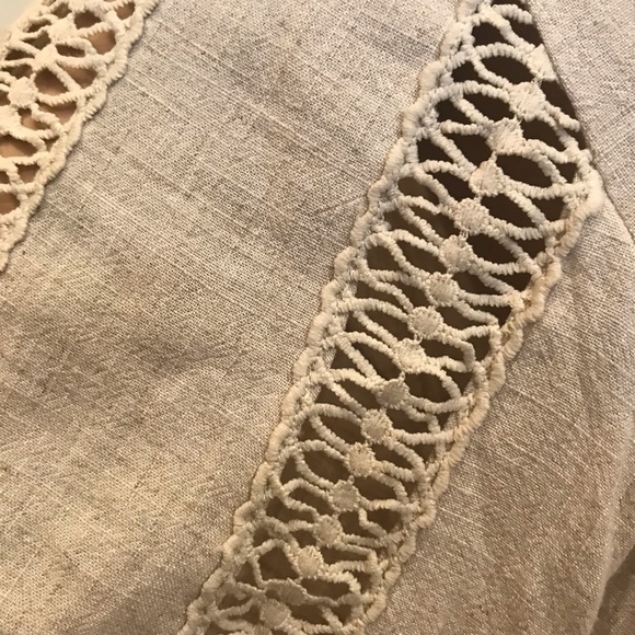 By Together Collection Tan Linen Mini Dress with Crochet Size Medium - Picture 3 of 5